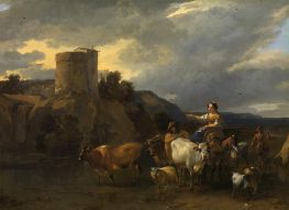 Rückkehr von der Wiese, n.d. von Nicolaes Berchem | Giclée Leinwand Kunstdruck