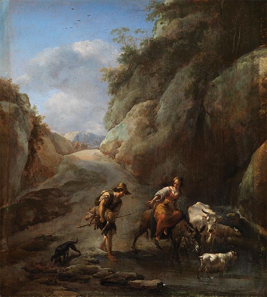 Nicolaes Berchem | Ford in the Mountains, c.1665/70 | Giclée Canvas Print