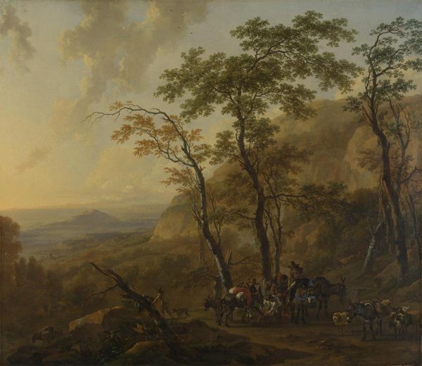 Mountainous Landscape with Muleteers, 1658 | Nicolaes Berchem | Giclée Canvas Print