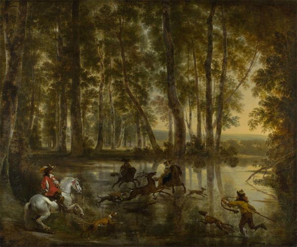 Eine Hirschjagd in einem Wald, c.1660 | Nicolaes Berchem