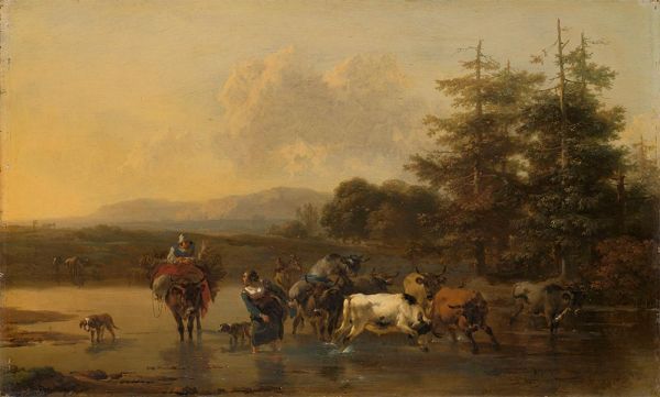 Die Rinderherde, 1656 von Nicolaes Berchem | Leinwand-Kunstdruck