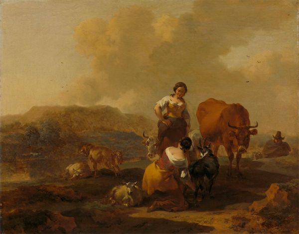 Italienische Landschaft, c.1655/83 von Nicolaes Berchem | Leinwand-Kunstdruck