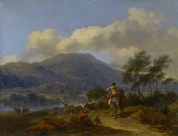 Eine Gebirgslandschaft, c.1670/75 | Nicolaes Berchem | Giclée Leinwand Kunstdruck