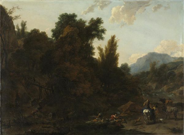 Binsensammler, 1657 von Nicolaes Berchem | Leinwand-Kunstdruck