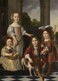 Portrait of four Children, 1657 by Nicolaes Maes | Giclée Canvas Print