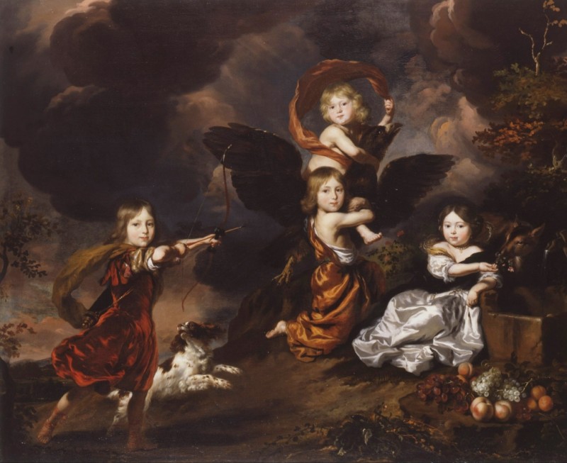 Portrait of Four Children as Mythological Figures, 1674 | Nicolaes Maes | Giclée Canvas Print