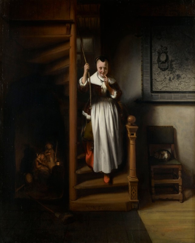 The Listening Housewife, 1655 | Nicolaes Maes | Giclée Canvas Print