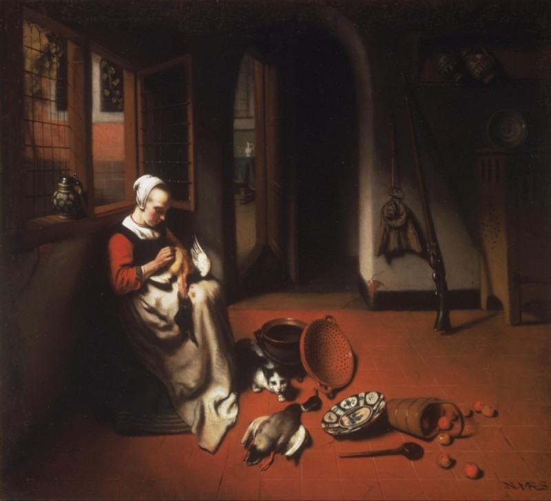 Woman Plucking a Duck, c.1655/56 | Nicolaes Maes | Giclée Canvas Print
