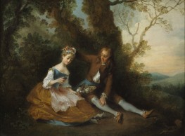 Young Lovers in a Landscape (The Shepherdess at ..., c.1720/43 by Nicolas Lancret | Giclée Canvas Print