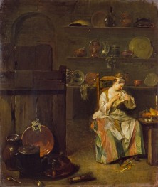 A Young Woman in a Kitchen, c.1720/25 by Nicolas Lancret | Canvas Print