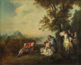 Gesellschaft am Waldrand, 1720s von Nicolas Lancret | Giclée Leinwand-Kunstdruck