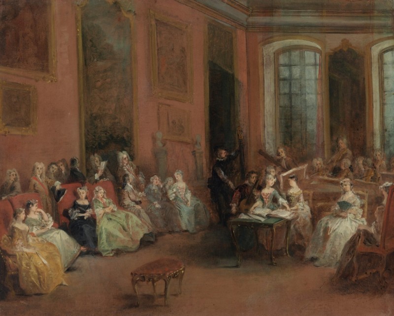 Konzert im Salon, 1738 | Nicolas Lancret | Giclée Leinwand-Kunstdruck