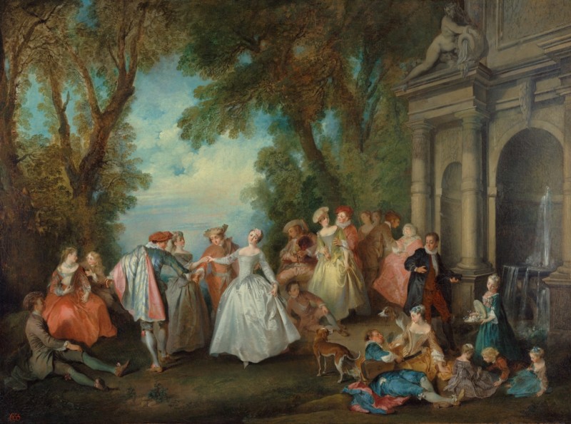 Tanz vor einem Brunnen, 1724 | Nicolas Lancret | Giclée Leinwand-Kunstdruck