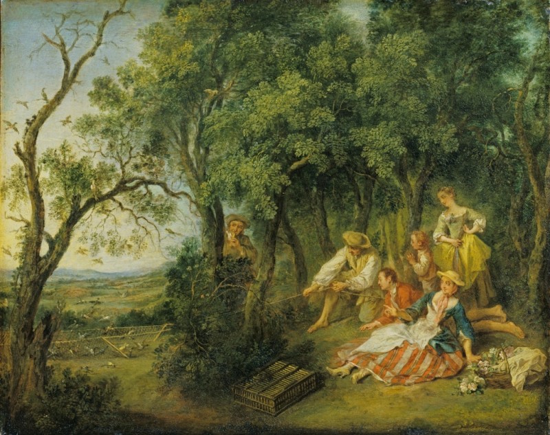Die Vogelfänger, 1738 | Nicolas Lancret | Giclée Leinwand-Kunstdruck