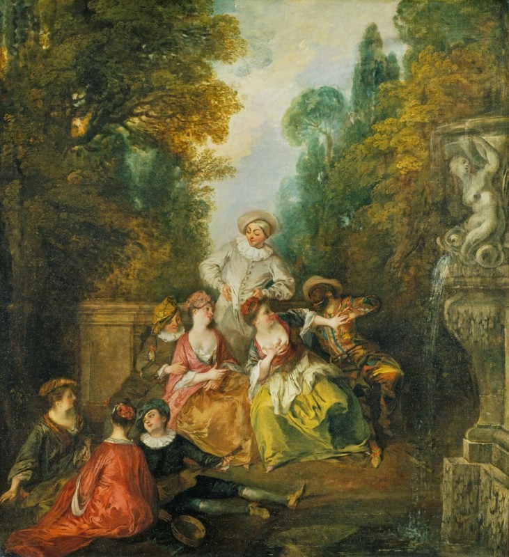 Italian Comedians by a Fountain, c.1717/18 | Nicolas Lancret | Giclée Canvas Print