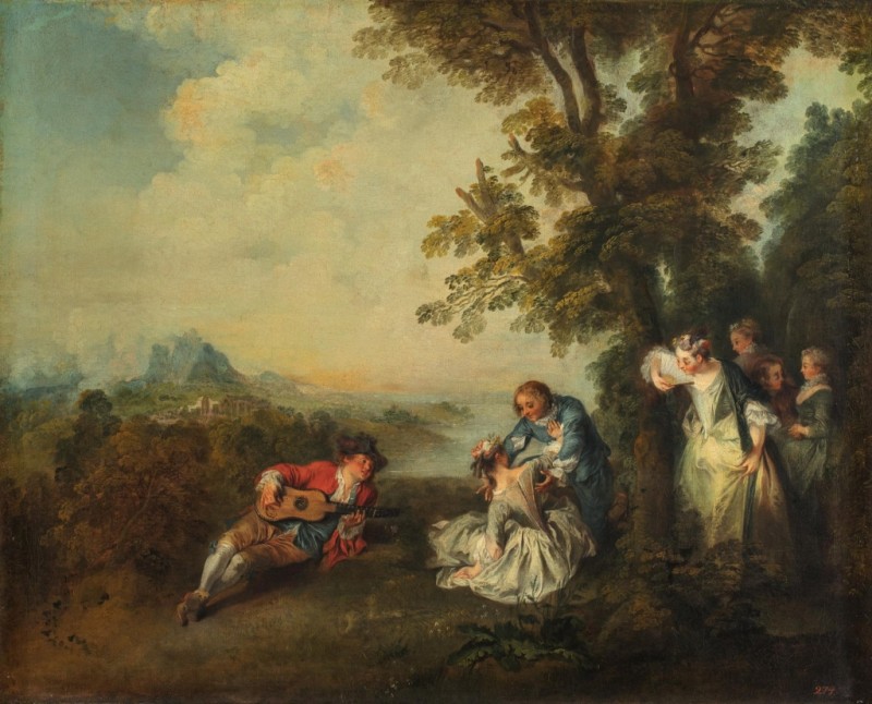 Gesellschaft am Waldrand, 1720s | Nicolas Lancret | Giclée Leinwand-Kunstdruck