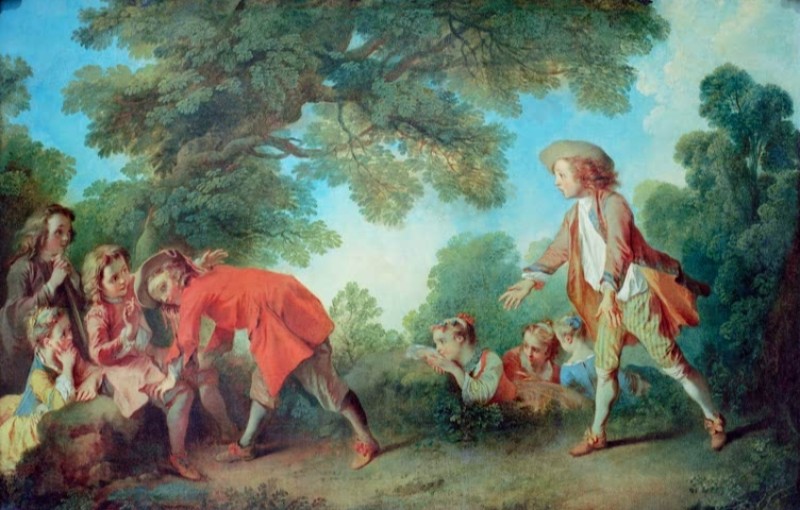 Kinder beim Spielen, c.1734 | Nicolas Lancret | Giclée Leinwand-Kunstdruck