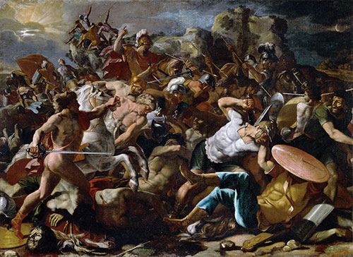Josuas Sieg über die Amoriter, 1624 von Nicolas Poussin | Leinwand-Kunstdruck