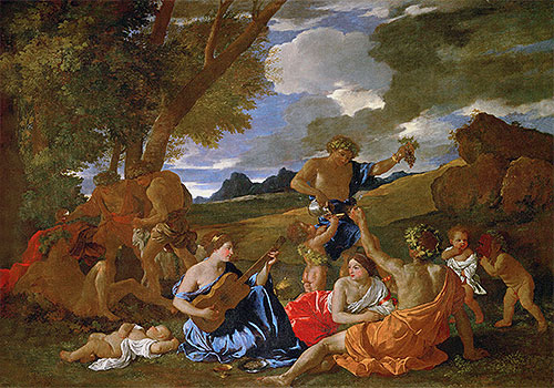 Bacchanalienszene, c.1627/28 von Nicolas Poussin | Leinwand-Kunstdruck