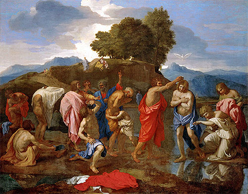 Die Taufe Christi, c.1641/42 | Nicolas Poussin | Giclée Leinwand Kunstdruck