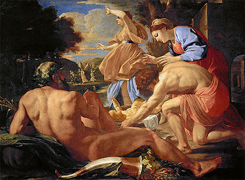 Moses ausgesetzt, c.1624 von Nicolas Poussin | Leinwand-Kunstdruck
