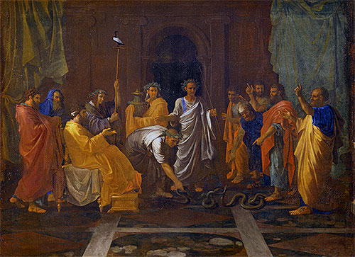 Moses und die eherne Schlange, c.1645/48 von Nicolas Poussin | Leinwand-Kunstdruck