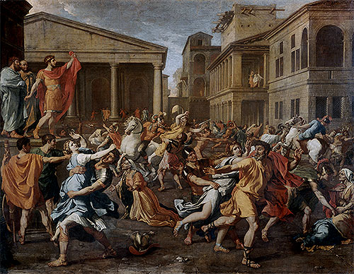 Raub der Sabinerinnen, c.1637/38 von Nicolas Poussin | Leinwand-Kunstdruck