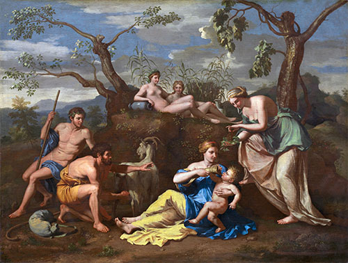 Nymphs Feeding the Child Jupiter, c.1650 | Nicolas Poussin