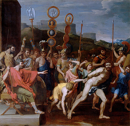 Camille Delivers the Schoolmaster of Falerii to His Pupils, 1637 | Nicolas Poussin | Giclée Leinwand Kunstdruck