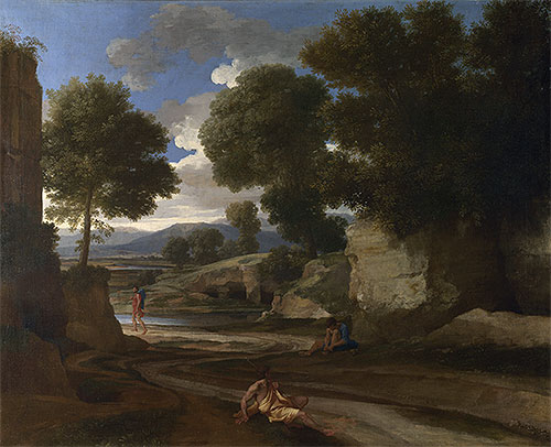 Landscape with Travellers Resting, c.1638/39 | Nicolas Poussin | Giclée Leinwand Kunstdruck