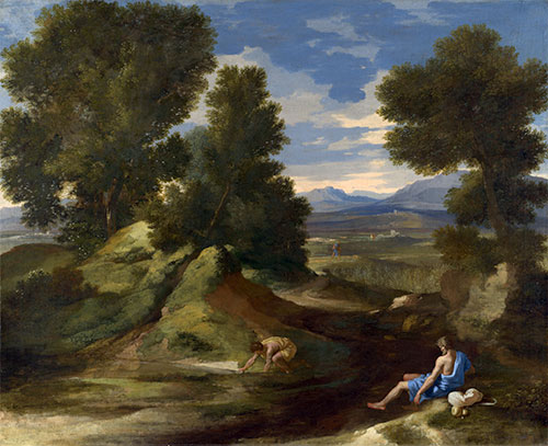 Landscape with a Man Scooping Water from a Stream, c.1637 | Nicolas Poussin
