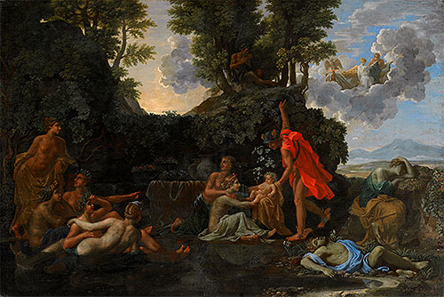 The Infant Bacchus Entrusted to the Nymphs of Nysa, 1657 | Nicolas Poussin | Giclée Leinwand Kunstdruck
