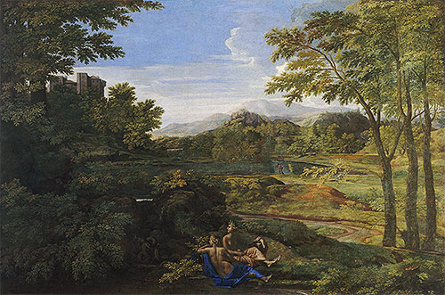 Nicolas Poussin | Landscape with Two Nymphs and a Snake, c.1659 | Giclée Canvas Print