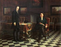 Peter the Great Interrogating the Tsarevich Alexei Petrovich at Peterhof, 1871 by Nikolay Ge | Canvas Print