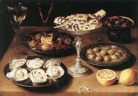 Osias Beert | Still-Life with Oysters and Pastries, 1610 | Giclée Canvas Print