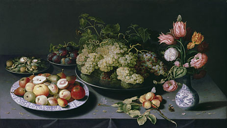 Still Life with Apples, Grapes and a Vase of Flowers, c.1600/20 | Osias Beert | Giclée Canvas Print