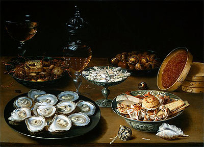 Dishes with Oysters, Fruit and Wine, c.1620/25 | Osias Beert