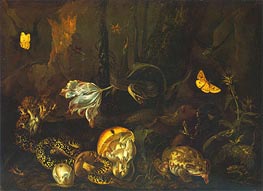 Otto Marseus van Schrieck | Still Life with Insects and Amphibians, 1662 | Giclée Canvas Print