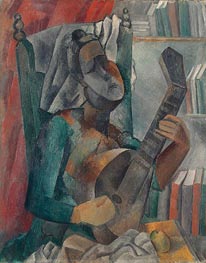 Frau mit Mandoline, 1909 von Picasso | Leinwand Kunstdruck