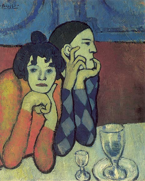 Harlekin und sein Begleiter (Der Saltimbanque), 1901 | Picasso | Giclée Leinwand Kunstdruck