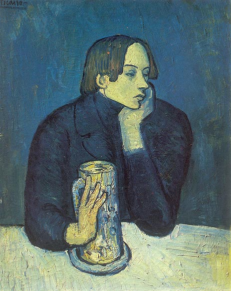 Porträt des Dichters Sabartes (Bierkrug), 1902 | Picasso | Giclée Leinwand Kunstdruck
