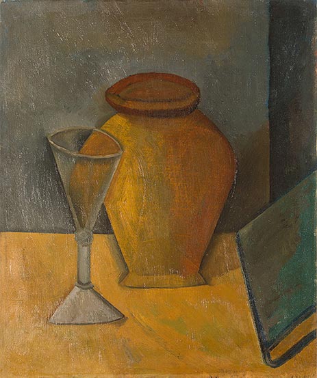 Topf, Glas und Buch, 1908 | Picasso | Giclée Leinwand Kunstdruck