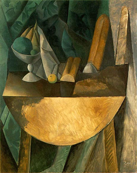 Picasso | Bowl of Fruit and Bread on a Table, 1909 | Giclée Canvas Print