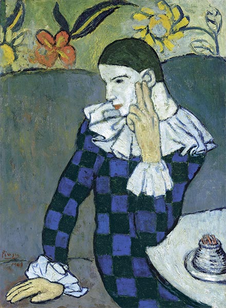 Picasso | Seated Harlequin, 1901 | Giclée Canvas Print