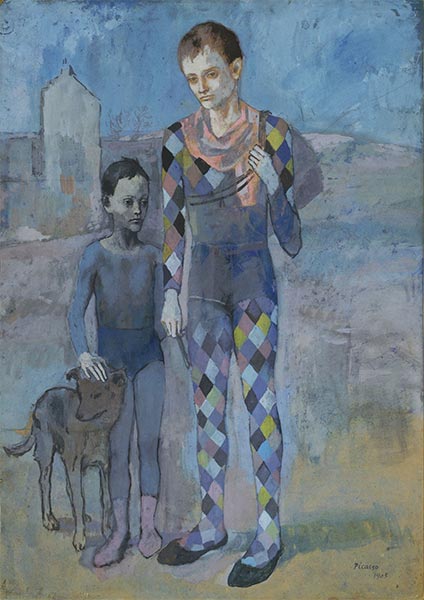 Zwei Akrobaten mit Hund, 1905 | Picasso | Giclée Leinwand-Kunstdruck