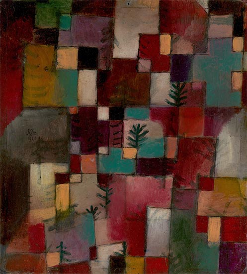Rotgrüne und violett-gelbe Rhythmen, 1920 von Paul Klee | Leinwand-Kunstdruck