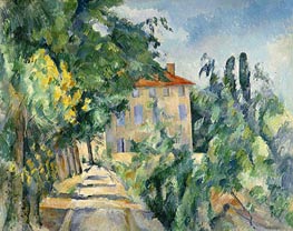 House with the Red Roof at Jas de Bouffan | Cezanne | Painting Reproduction