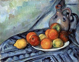 Fruit and Jug on a Table | Cezanne | Gemälde Reproduktion