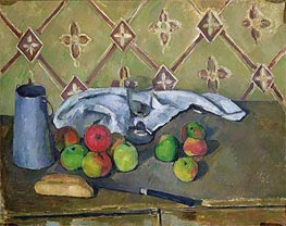 Äpfel, Serviette und Milchkanne, c.1880/81 von Cezanne | Giclée Leinwand-Kunstdruck