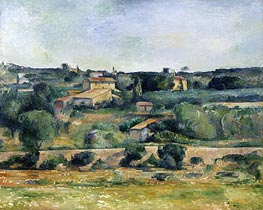Landscape from the West of Aix-en-Provence, c.1885/88 by Cezanne | Canvas Print
